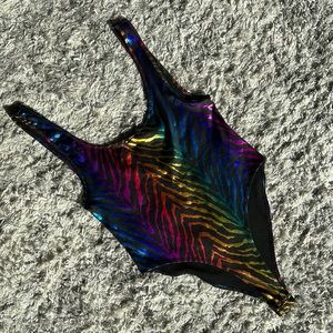 Multi color zebra print bodysuit